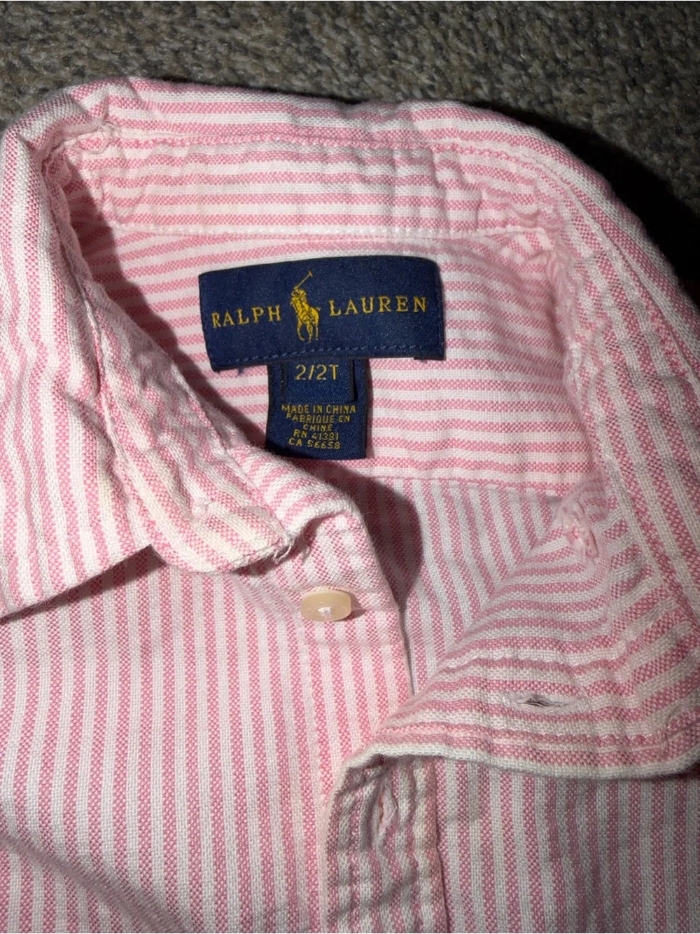 Ralph Lauren Pink & White Striped Button-Down Shirt for Kids